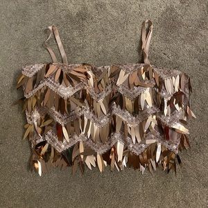 Rose gold sequin tune top
